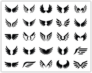 Collection of Stylized Wing Designs Vector Illustrations for Diverse Applications