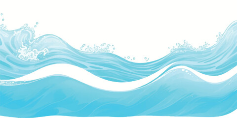 Stylized blue water waves illustration flowing ocean surface with splashes vector design element for backgrounds and banners