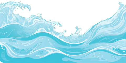 Stylized ocean waves illustration flowing water with foam perfect for backgrounds and design elements © The Alpha