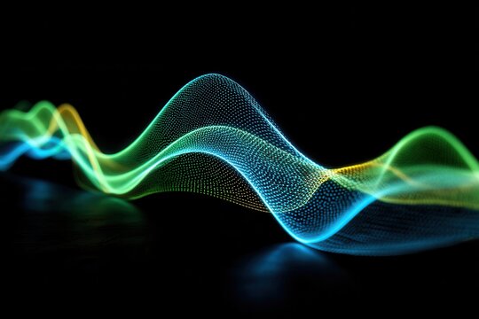 Abstract Digital Data Wave Flowing in Neon Energy Form