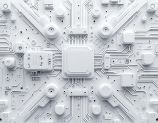 Abstract White Computer Circuit Board Technology Background Design