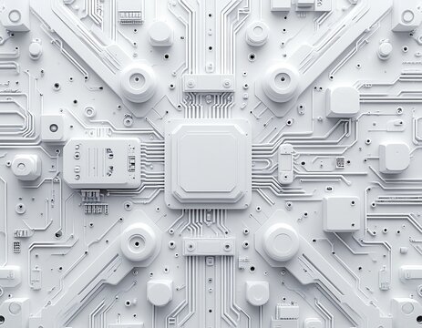 Abstract White Computer Circuit Board Technology Background Design
