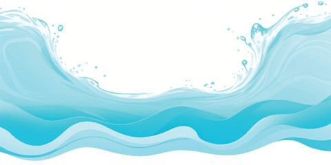 Abstract blue water wave illustration vector design element with splash effect isolated on white background