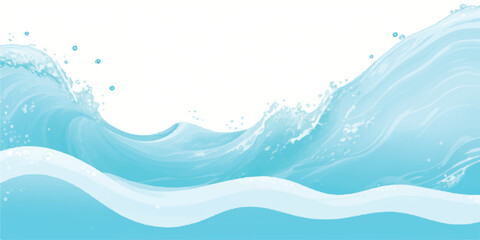 Stylized blue water waves illustration with splashes and flowing design for backgrounds and decorative elements