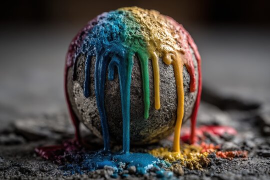 Melting Globe with Rainbow Colors Representing Climate Change