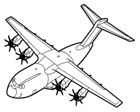 Airbus A400M Atlas Plane Line Art Illustration