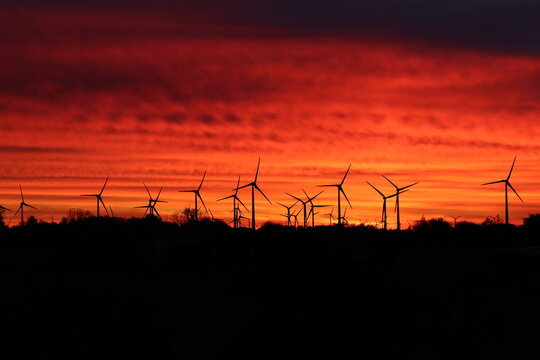 Wind turbines at sunrise