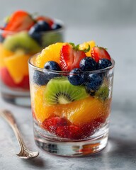 A refreshing fruit salad in a glass