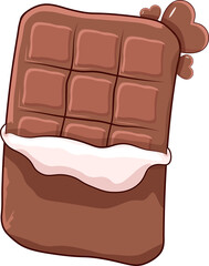 Chocolate Bar Cartoon Sweet Treat Hearts Design