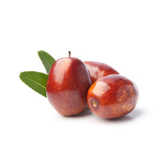 Dates fruits with leaves. Healthy food ingredient