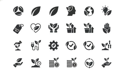 Ecofriendly and sustainability icon set on