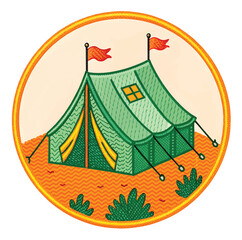 Adventure awaits with this cheerful camping tent illustration, perfect for outdoor gear, travel blogs, summer camp promotions, or nature-themed projects