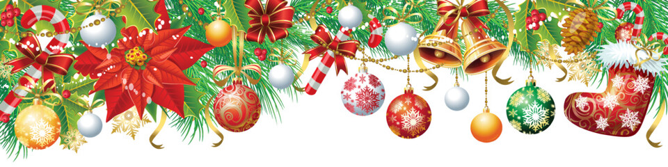 Christmas Garland Banner with Festive Decorations 