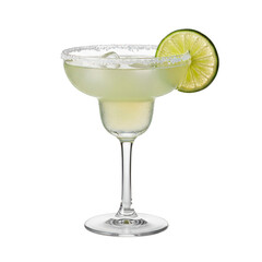 Refreshing margarita cocktail isolated on transparent background with a lime wedge