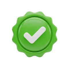 Green check mark icon isolated on transparent background, symbolizing approval