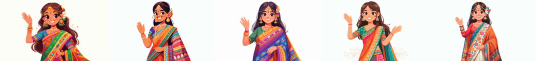 Hindu woman people waving their hands