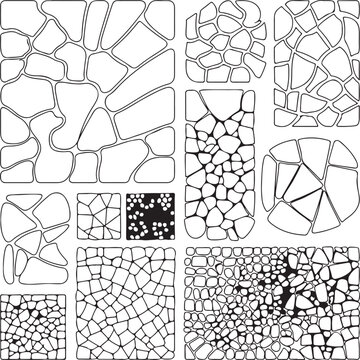 Seamless Black and White Stone Wall Outline Pattern Vector