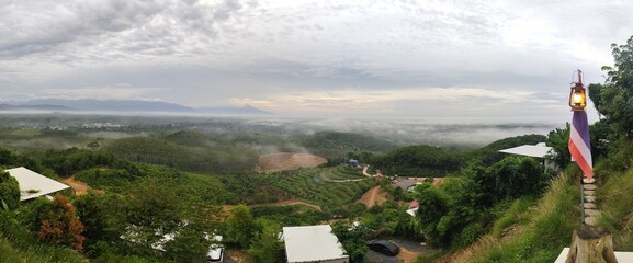 Aerial view of morning mist