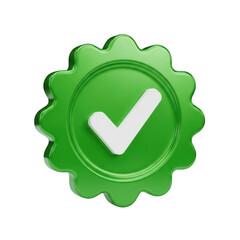 Green check mark icon isolated on transparent background, symbolizing approval and validation
