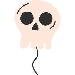 Cartoonish Skull Shaped Balloon in Pale Peach with Black Eyes and Stem on White Background