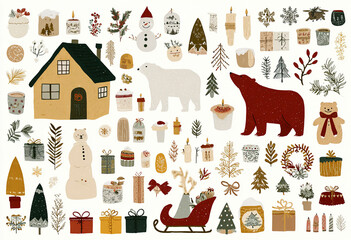 Christmas-themed illustrations - Festive scenes - Holiday cheer