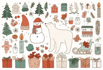 Christmas-themed illustrations - Festive scenes - Holiday cheer