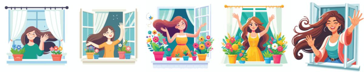 a woman says hello at the window