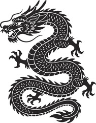 Obraz premium Elegant chinese dragon illustration with transparency