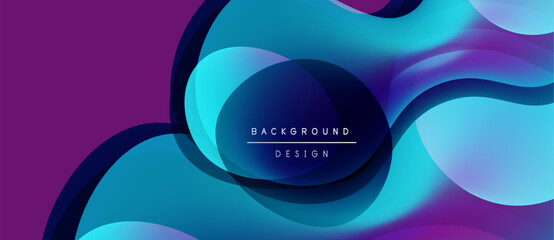 Abstract fluid shapes, vibrant purple, blue hues. Modern design, dynamic composition, gradient effect. Background element for digital projects.