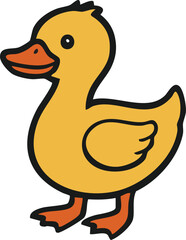 Cute yellow duck walking cartoon