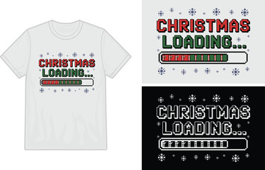 White t-shirt with a playful 'christmas loading' graphic design.