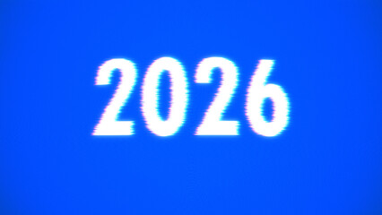 Retro VHS Glitch 2026 Blue CRT Scanlines White Glow 3d Illustration