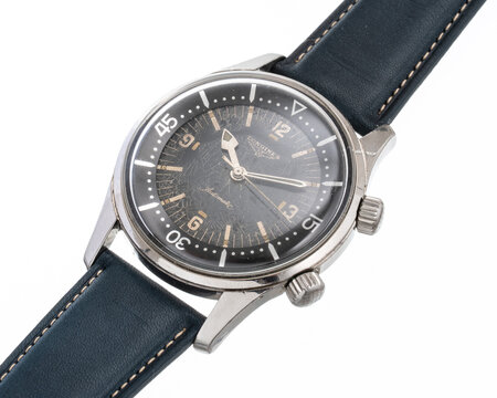 Longines self-winding diving watch, Diver model, reference 7494-2, steel case with bidirectional internal bezel. Milan, Italy, April 14, 2025