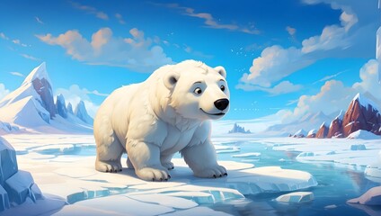 White polar bear wildlife portrait on ice and snow in the Arctic winter