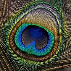 Obraz premium Close-up of Colorful Bird Feather with Intricate Details