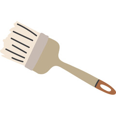 Cream Colored Paintbrush With Brown Handle And Black Bristles Isolated On Transparent Background Ideal For Art And Craft Projects