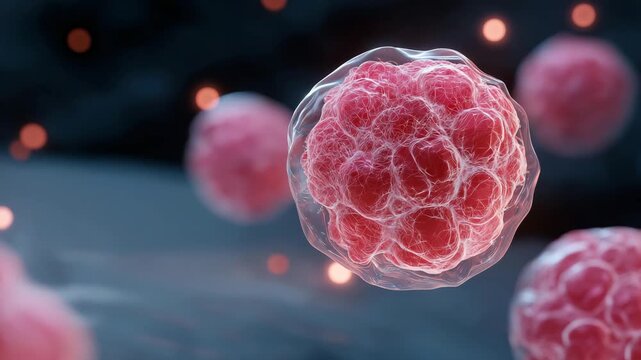 Medical illustration of self-assembling nanobots repairing tissue at cellular level, emotion of hope and innovation visible, symbolizing regenerative medicine, targeted therapy, and futuristic