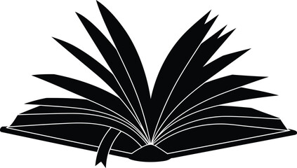 Open book silhouette knowledge education learning wisdom concept vector