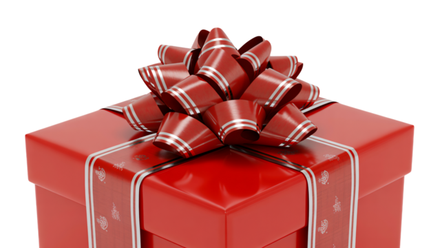 Elegant red gift box with silver ribbon, a perfect present for celebrations, holidays, and special occasions, radiating joy and festive cheer