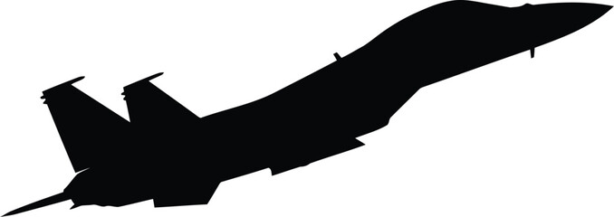 Silhouette of a fighter jet taking off ascending into the sky vector