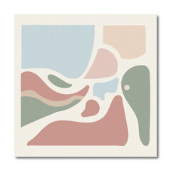 Abstract Minimalist Organic Shapes Mosaic Background with Soft Pastel Blue, Pink, and Sage Green Colors