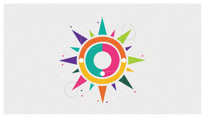 Abstract Minimalist Colorful Compass Starburst Design Background or Logo Concept