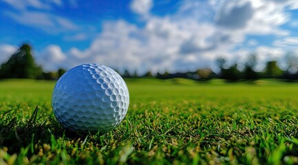 Fototapeta premium Golf ball on a green fairway (7)