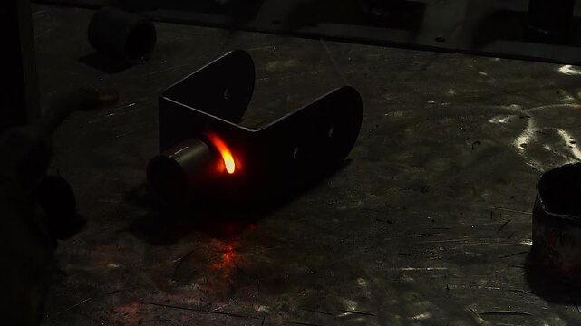 Welding fabrication process metal binding process up-close slow motion