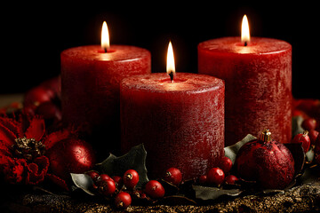 Advent wreath with candles on the third Sunday in Advent