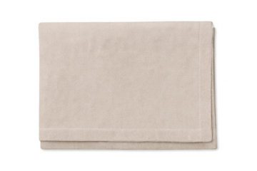 Folded beige linen napkin on transparent background