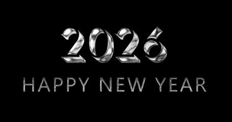 Cinematic title opener intro outro HAPPY NEW YEAR 2026 GOLD animated background. Glowing glittering illuminating gold metallic luxury christmas eve. Loading Countdown Concept, Glistering on Black.