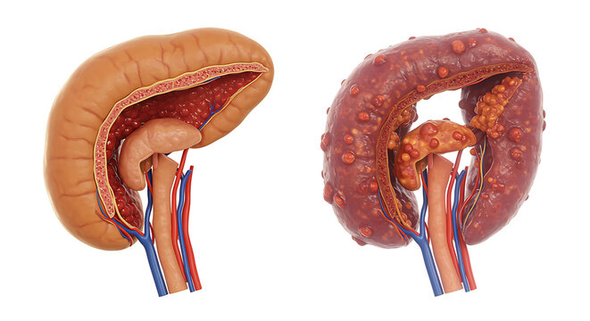 Healthy vs Polycystic Kidney Disease Anatomy Illustration PKD re