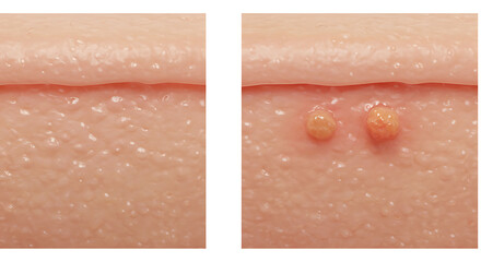 Fototapeta premium Skin with and without warts, close-up view dermatology medical h