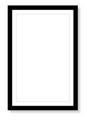 Vertical black photo frame vector, minimal rectangular border template for interior and gallery design